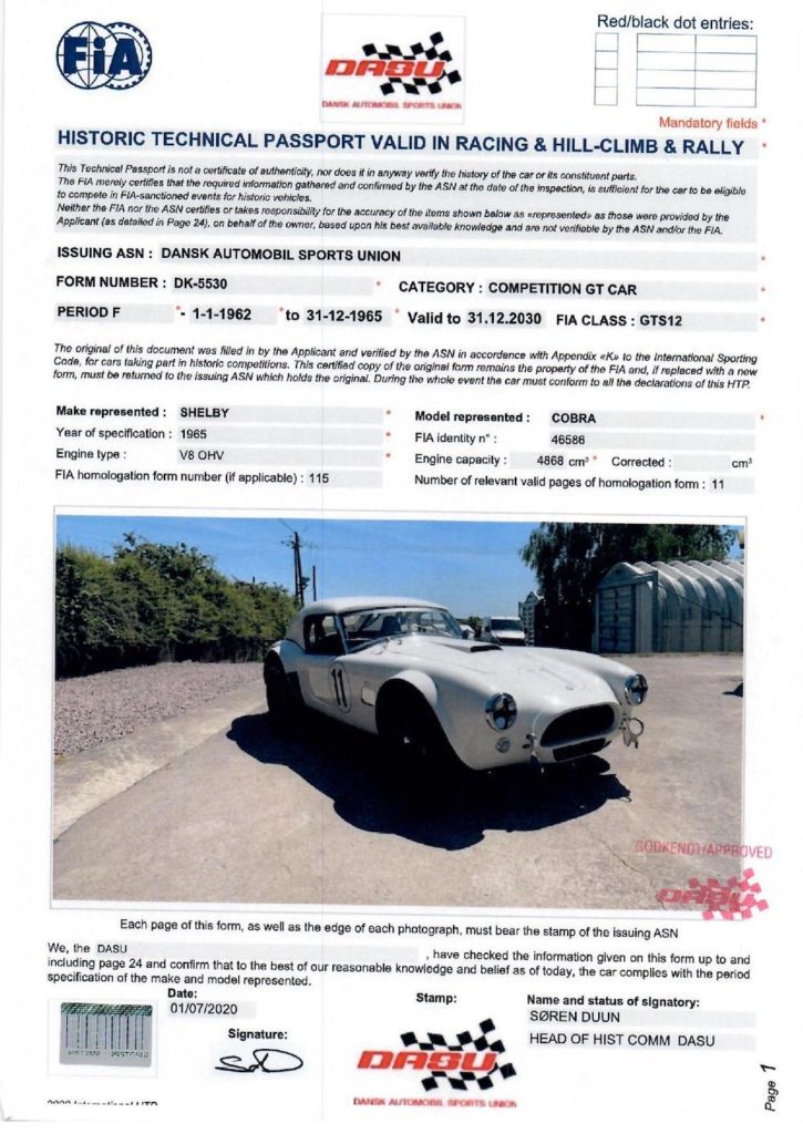 Passeport historic Cobra